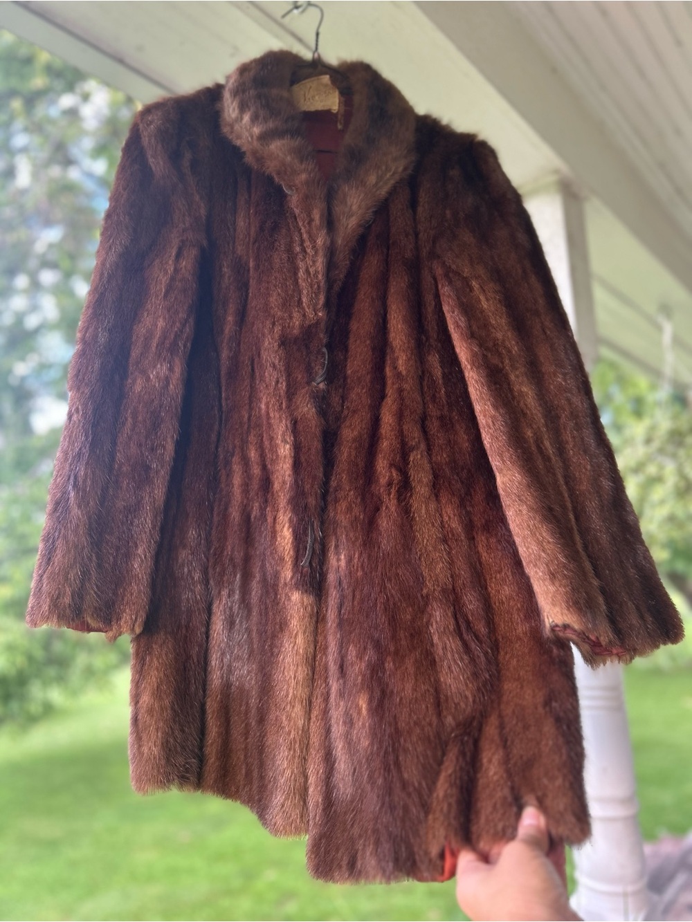 VNTG Great Northern Fur Co. Women’s MINK Solid Mid-Length Collared Lined Coat